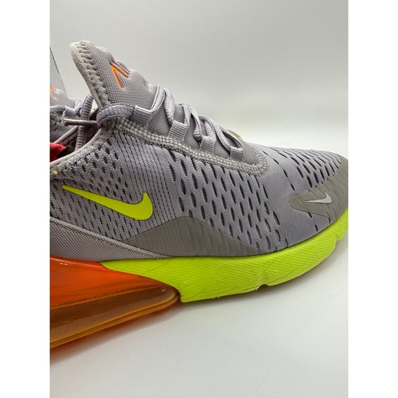 Nike Air Max 270 Grey Neon Orange Running Lifestyle Shoes Mens Size 8 AH8050 012 - Picture 10 of 13